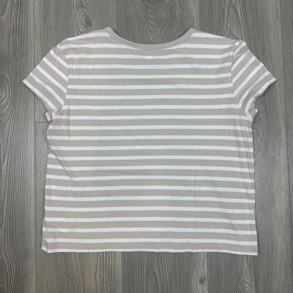 C&C California Women's Tan &‎ White Striped Short Sleeve T-Shirt - Picture 4 of 6